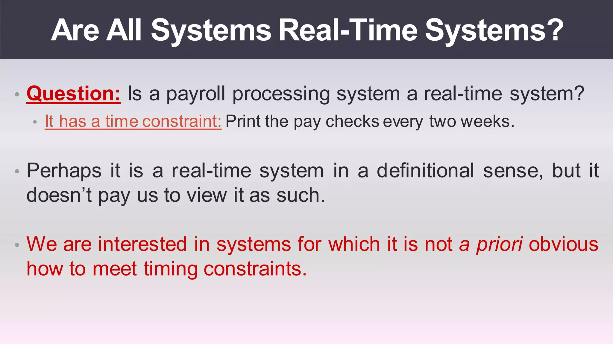 Real time operating systems