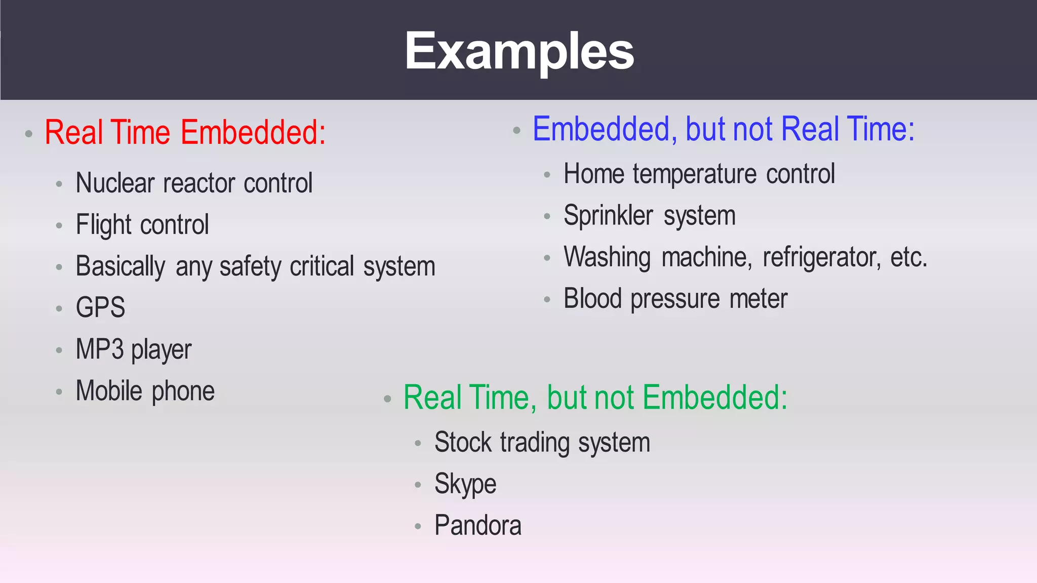 Real time operating systems