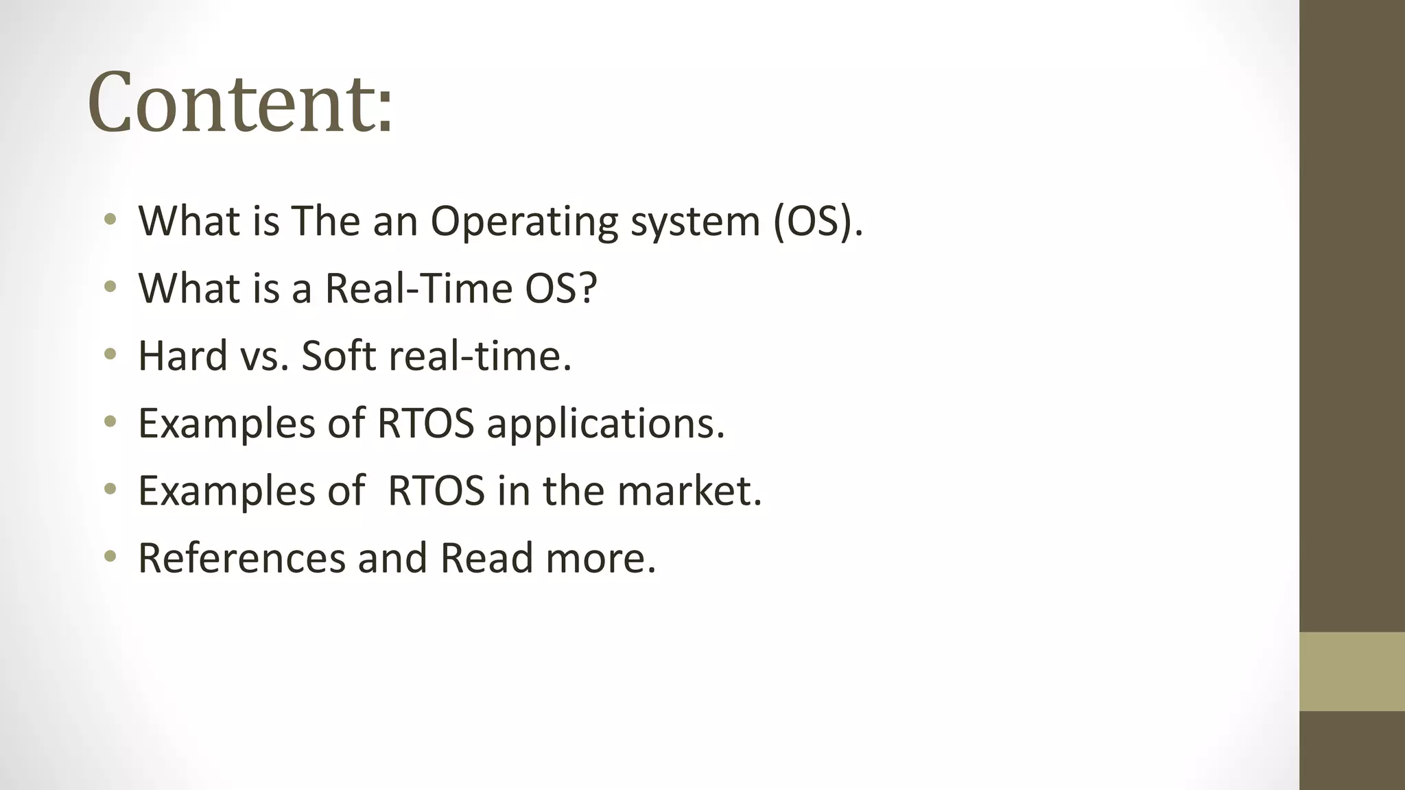 Real time operating systems (rtos) concepts 1 | PPTX