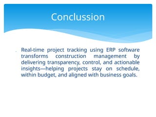 Real-Time Project Tracking in Construction Using ERP Software | PPTX