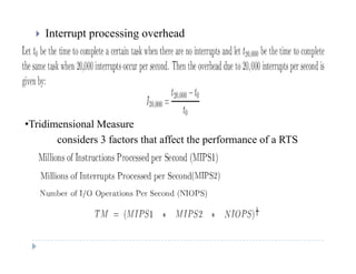  Interrupt processing overhead
•Tridimensional Measure
considers 3 factors that affect the performance of a RTS
 