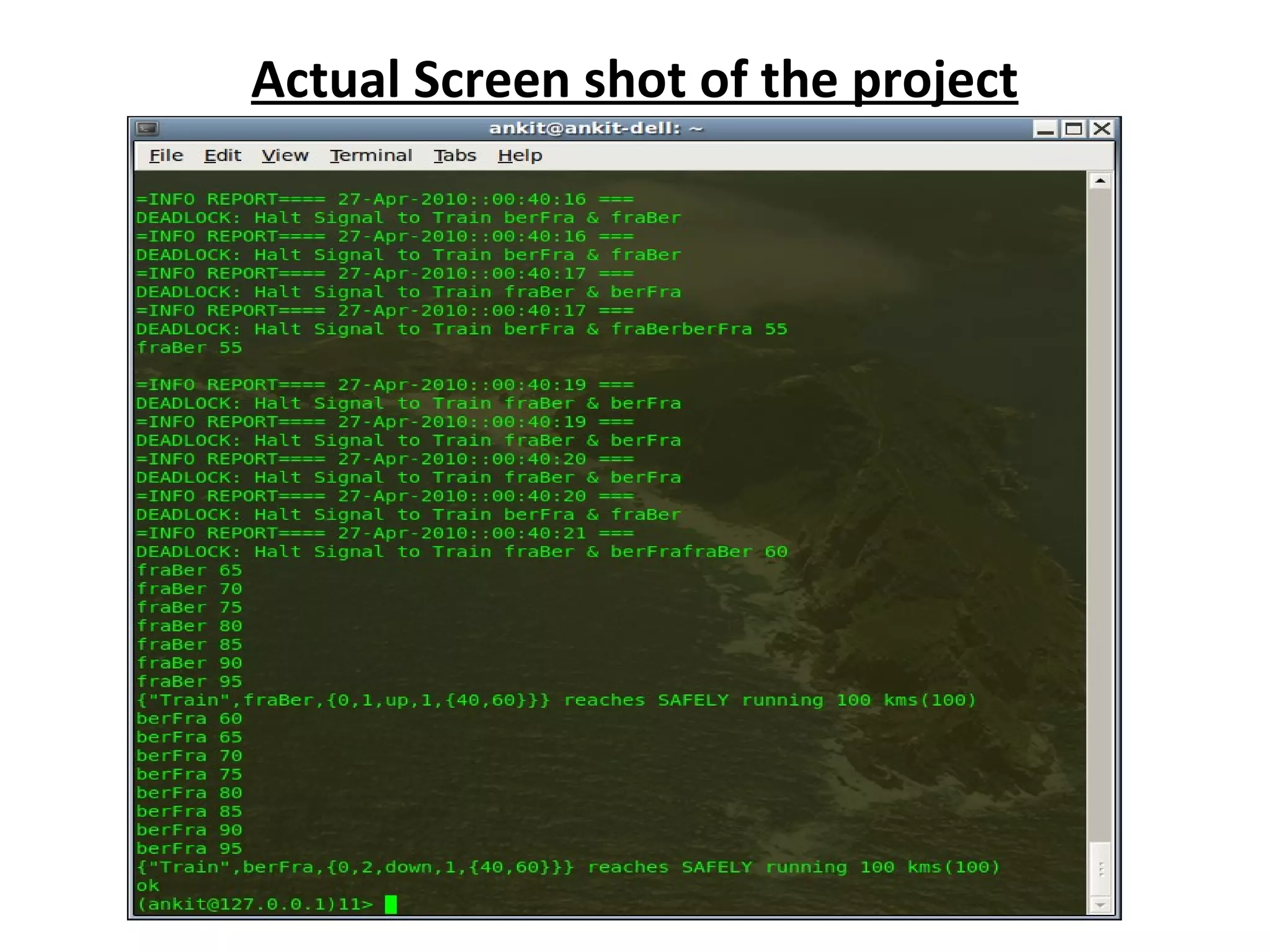 Actual Screen shot of the project (a)‏ 
