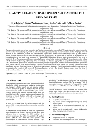 Real time tracking based on gsm and ir module for running train | PDF