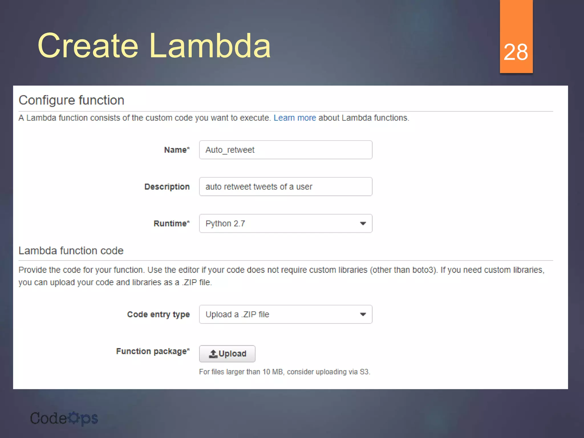 Create Lambda 28
 
