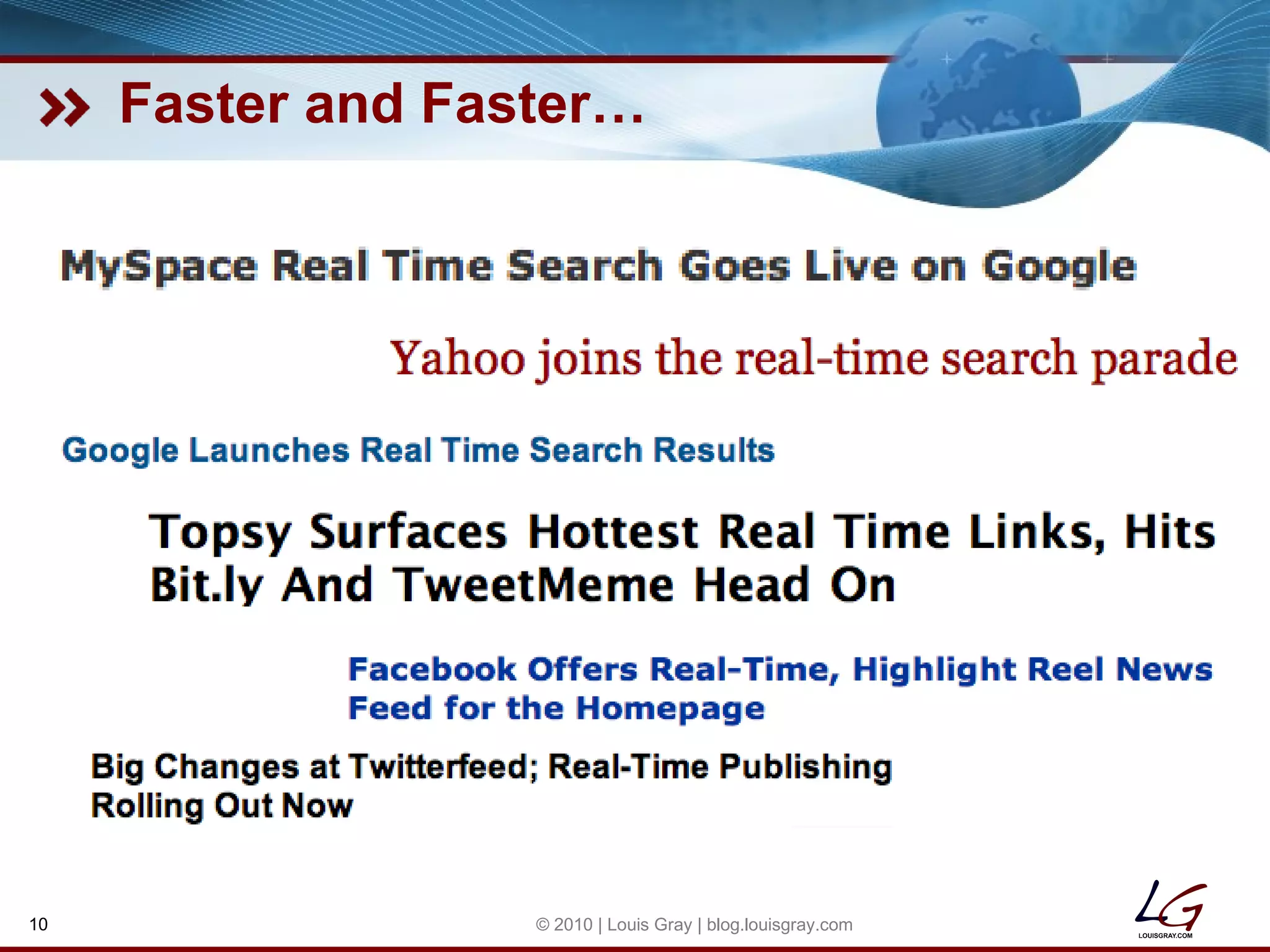 Faster and Faster… © 2010 | Louis Gray | blog.louisgray.com 