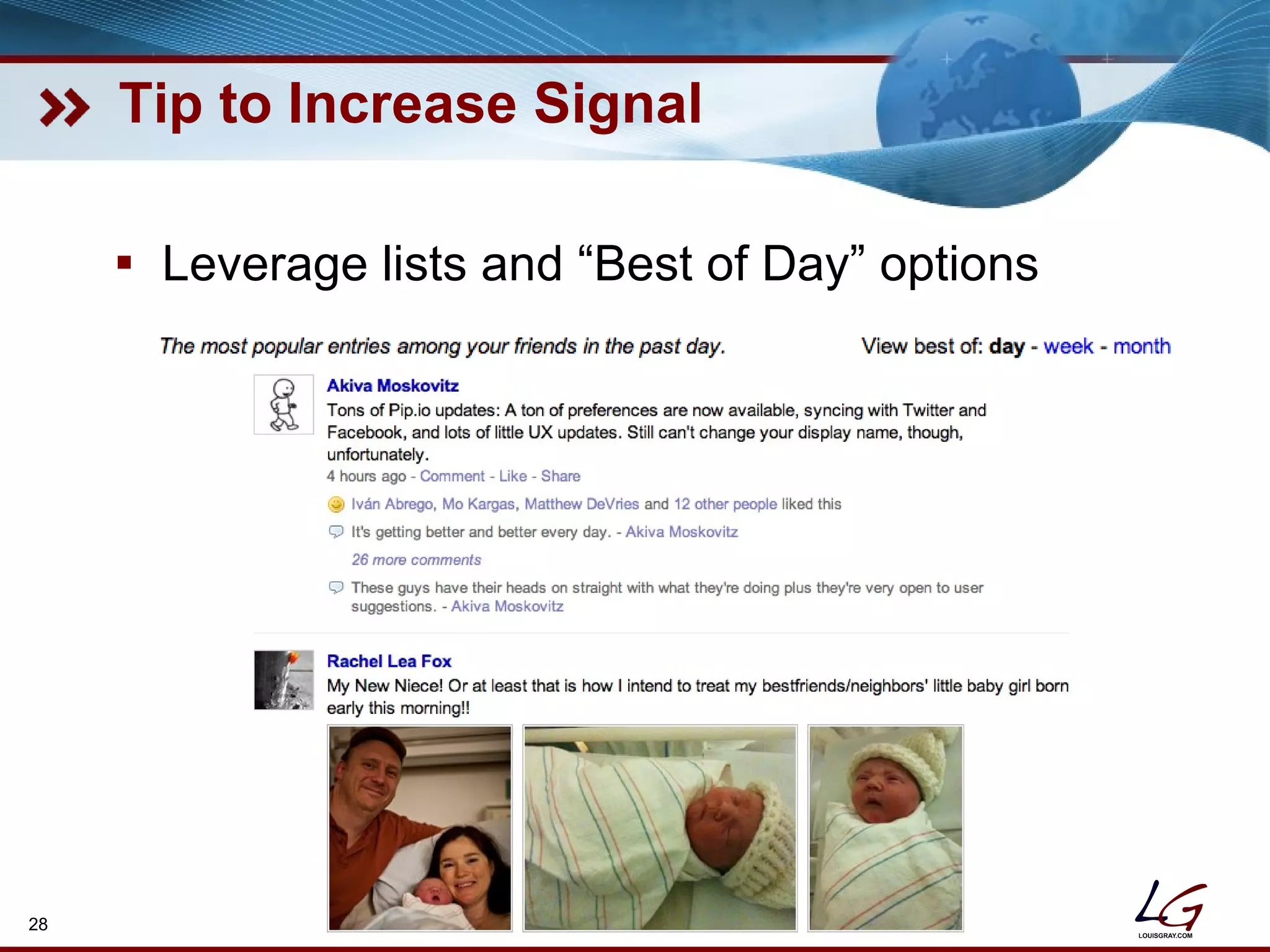 Tip to Increase Signal Leverage lists and “Best of Day” options © 2010 | Louis Gray | blog.louisgray.com 