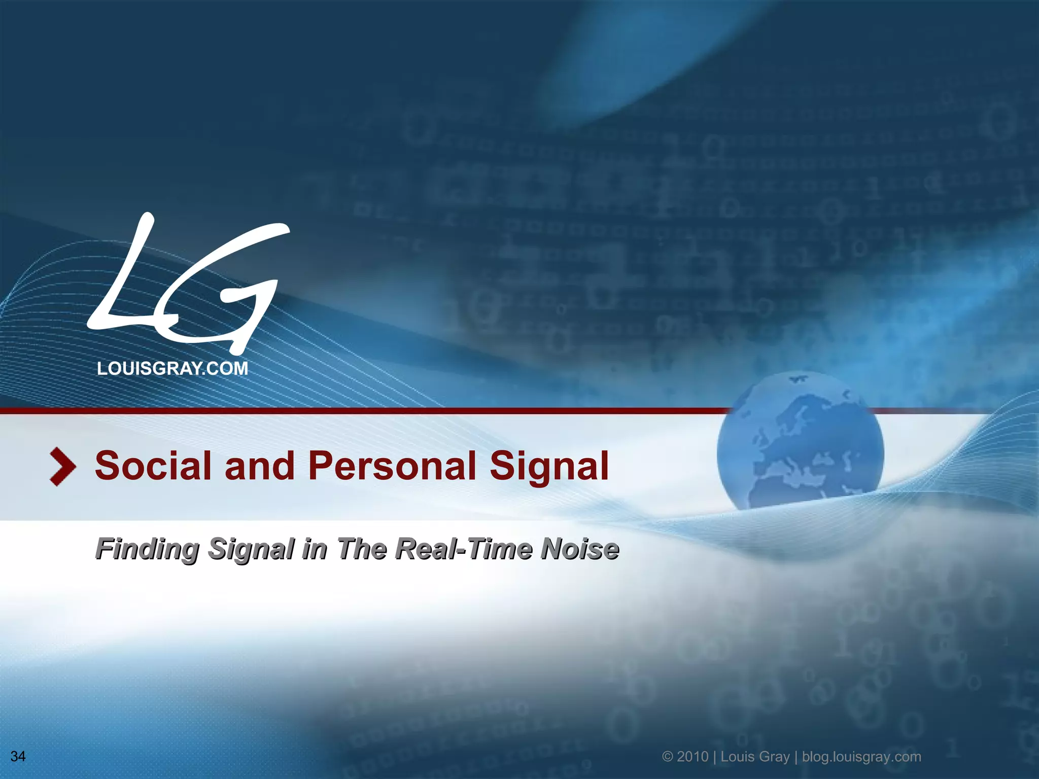 Social and Personal Signal Finding Signal in The Real-Time Noise © 2010 | Louis Gray | blog.louisgray.com 