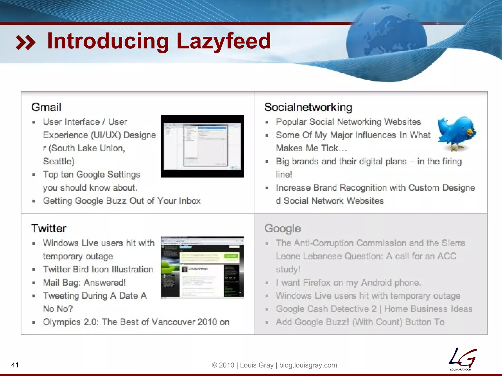 Introducing Lazyfeed © 2010 | Louis Gray | blog.louisgray.com 