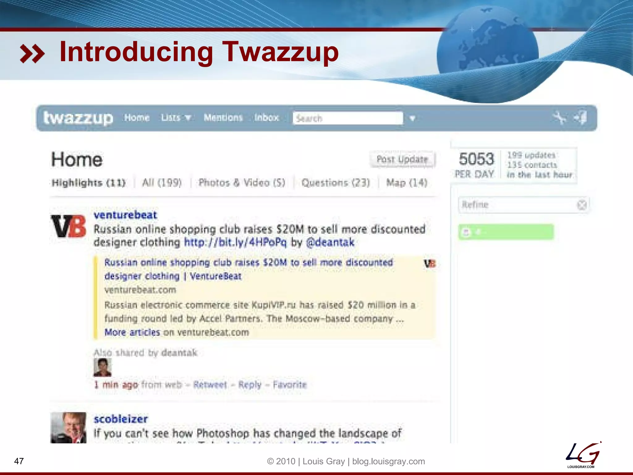 Introducing Twazzup © 2010 | Louis Gray | blog.louisgray.com 