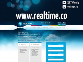 @RTWworld
                                                                         realtime.co


www.realtime.co


é uma tecnologia desenvolvida por IBT - Internet Business Technologies
 