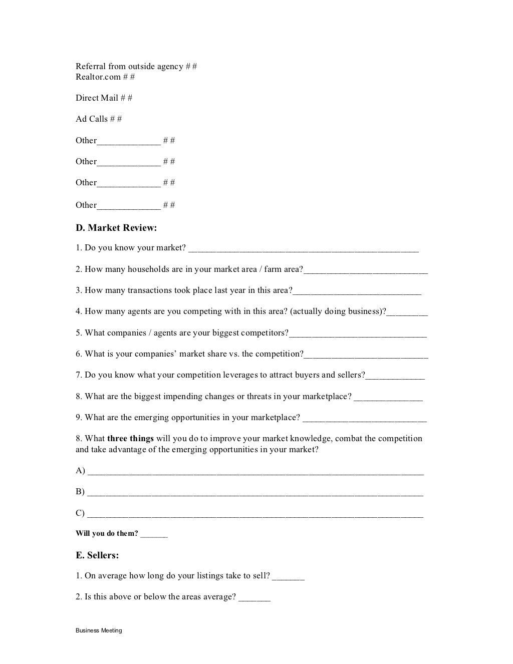 Realtor Business Plan