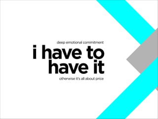 deep emotional commitment

i have to
have it
otherwise it’s all about price

 