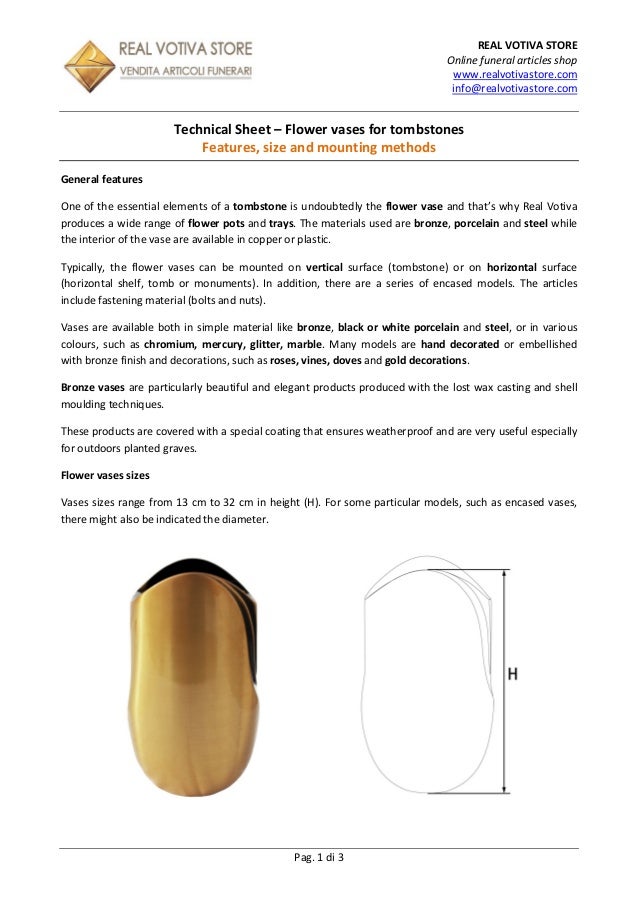 Technical Sheet Flower Vases For Tombstones