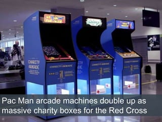 Pac Man arcade machines double up as
massive charity boxes for the Red Cross
 