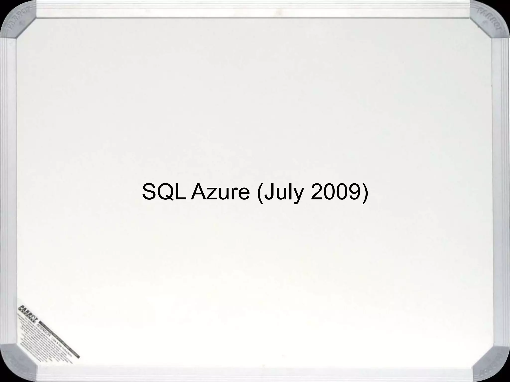 Lessons LearnedAzure StorageAzure tables are *not* a relational databaseRequires a mind shiftAzure tables scale3 - 9s availabilityAzure tables support exactly one keyPartitionKey + RowKeyCase MattersNo foreign keysNo referential integrityNo stored proceduresLeverage the community