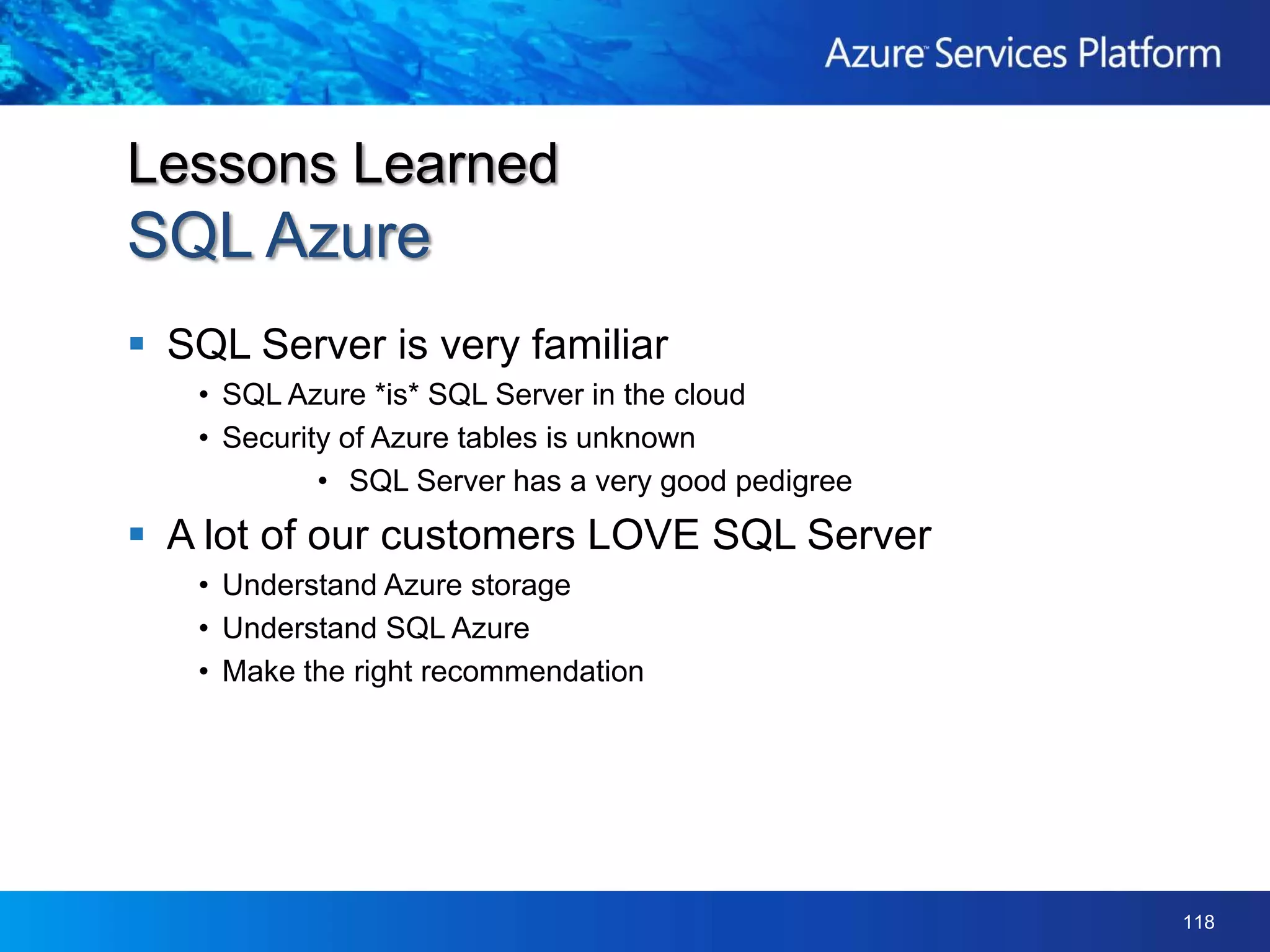 SQL Azure (July 2009)
