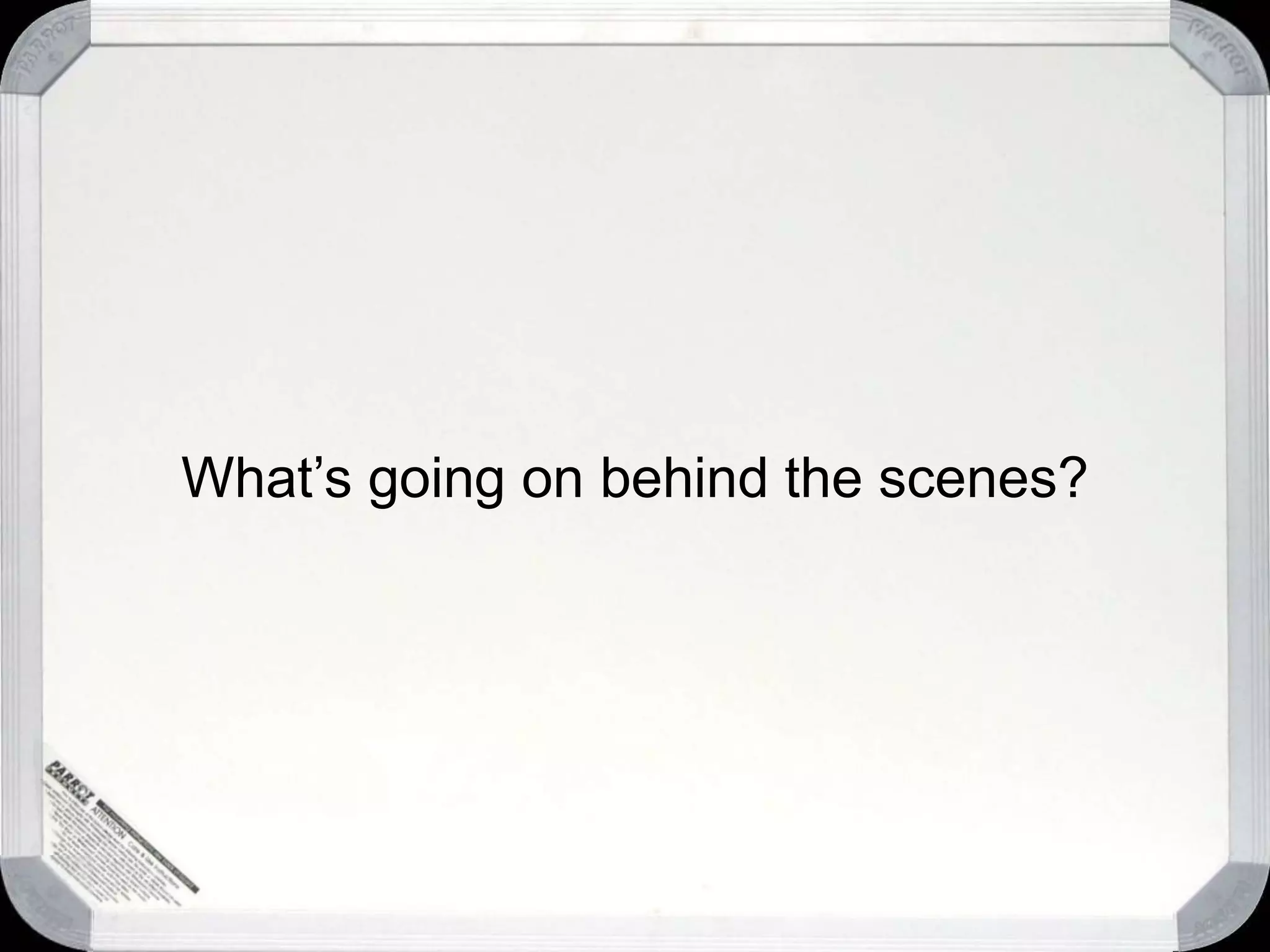 What’s going on behind the scenes?