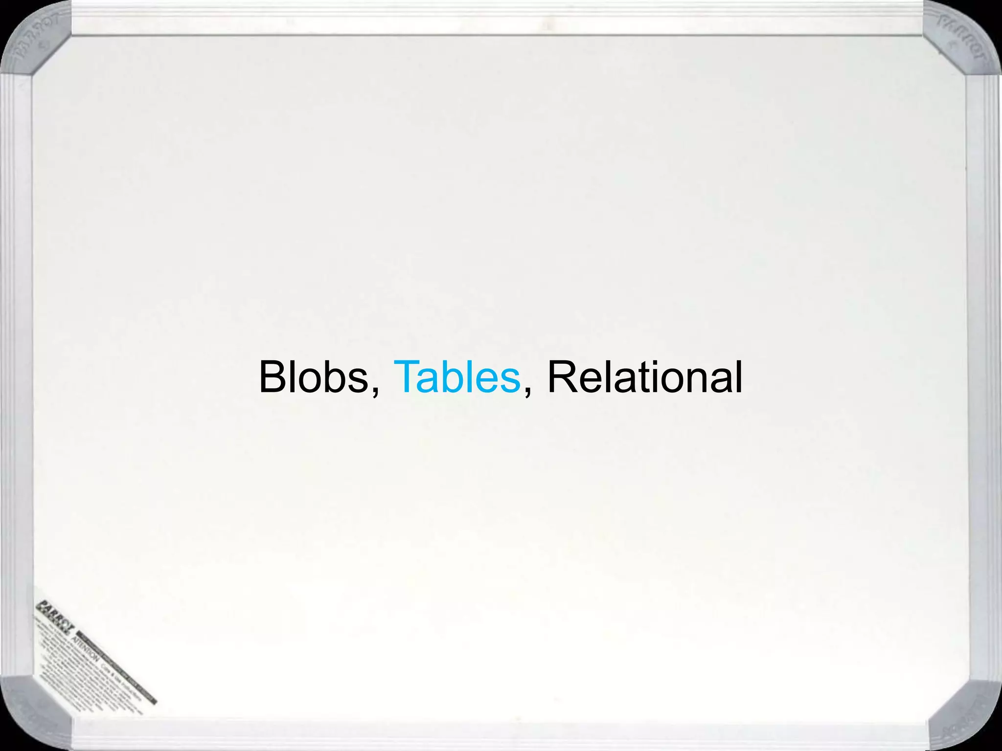 Blobs, Tables, Relational