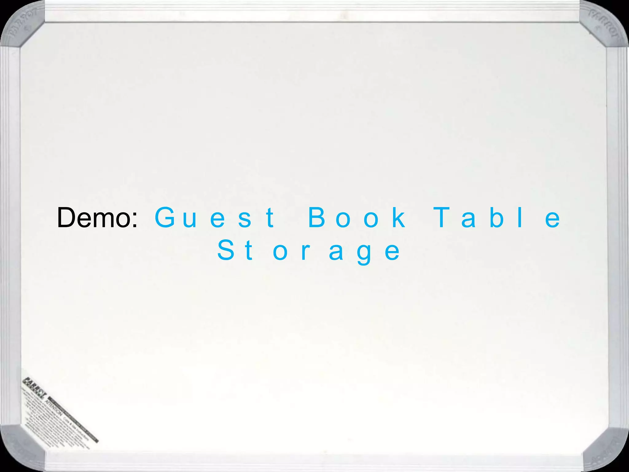 TableA Table is a set of Entities (rows)An Entity is a set of Properties (columns)EntityTwo “key” properties form unique IDPartitionKey – enables scaleRowKey – uniquely ID within a partitionData Model
