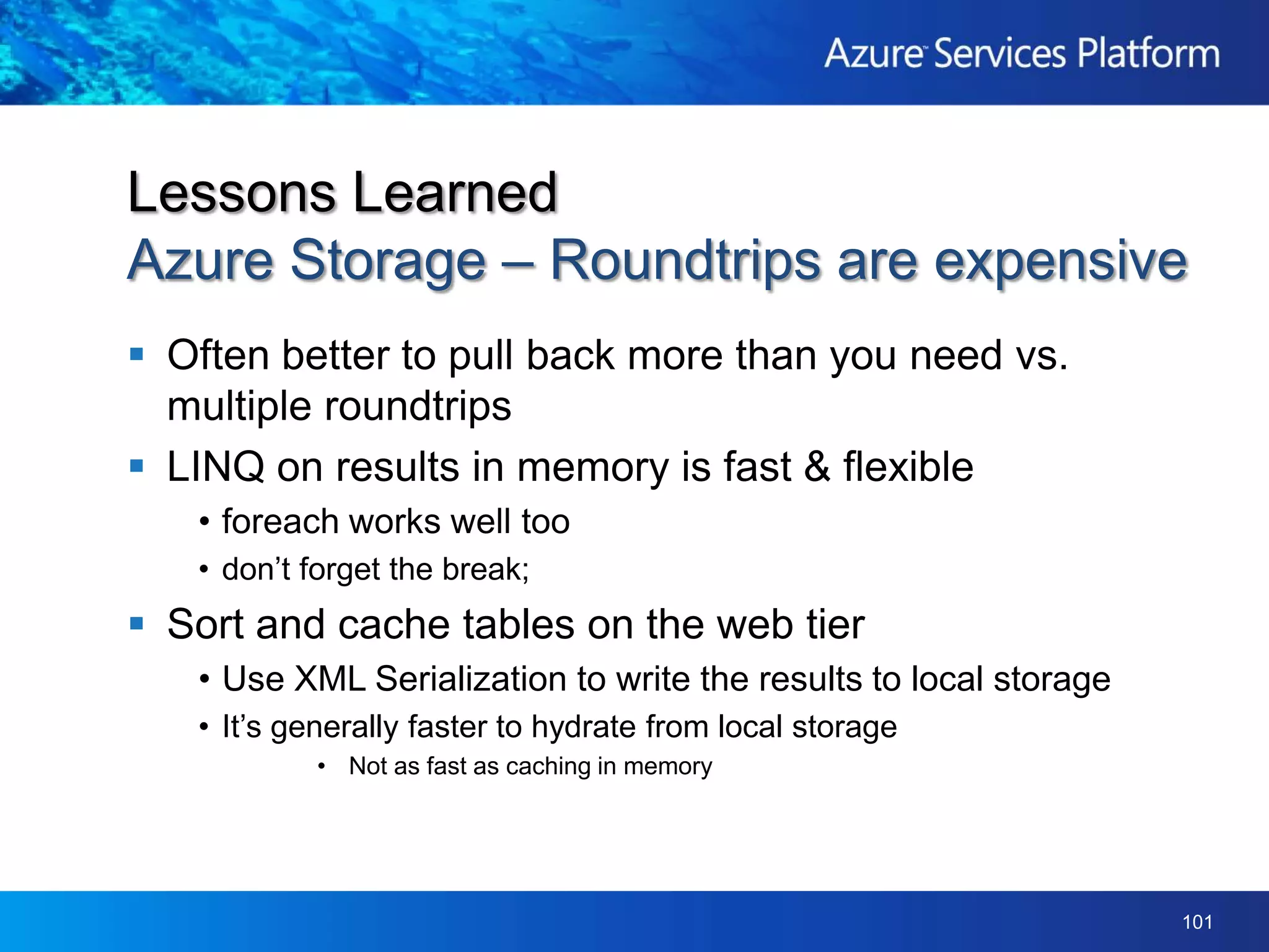 Pick potential keys (common query filters)Order keys by importanceIf needed, include an additional unique keyUse two most important keys as PK, RKConsider concatenating to form keysA Method of Choosing Keys
