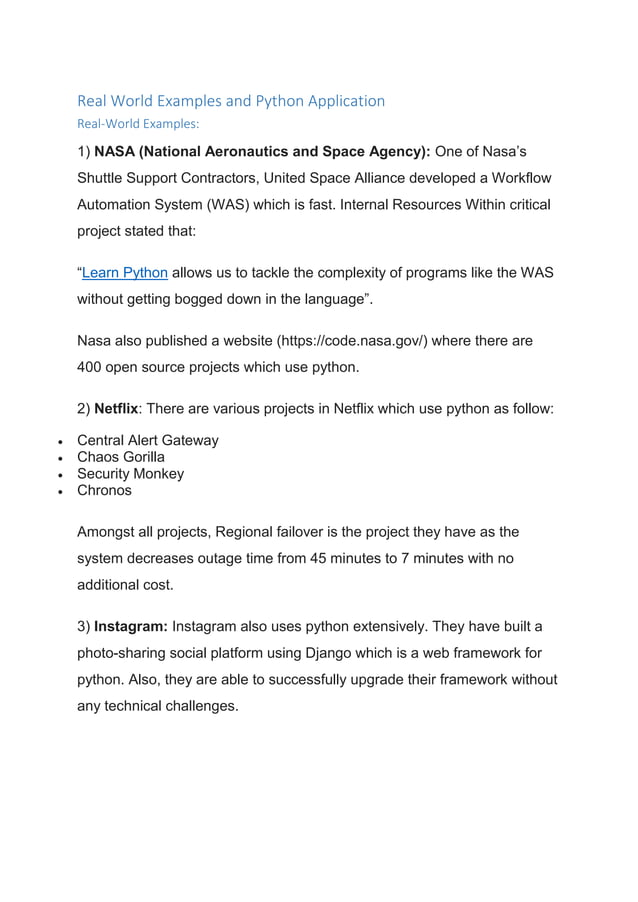 Real World Examples and Python Application | PDF | Web Development ...