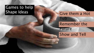 Games to help
Shape Ideas Give them a Hot
Tub
Remember the
Future
Show and Tell
 