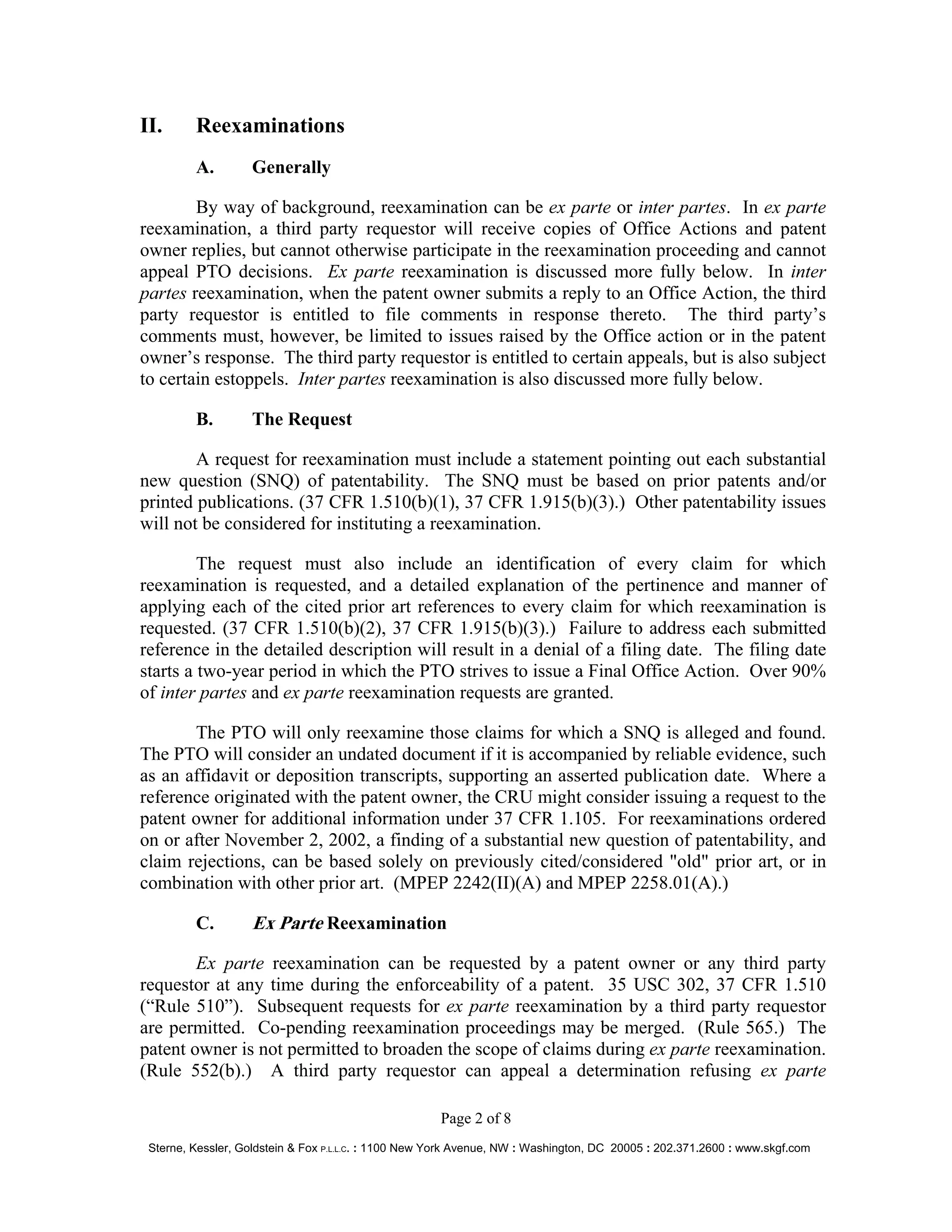 SKGF_Advisory_Real World Impacts of Reexamination Practice and Procedure_2008