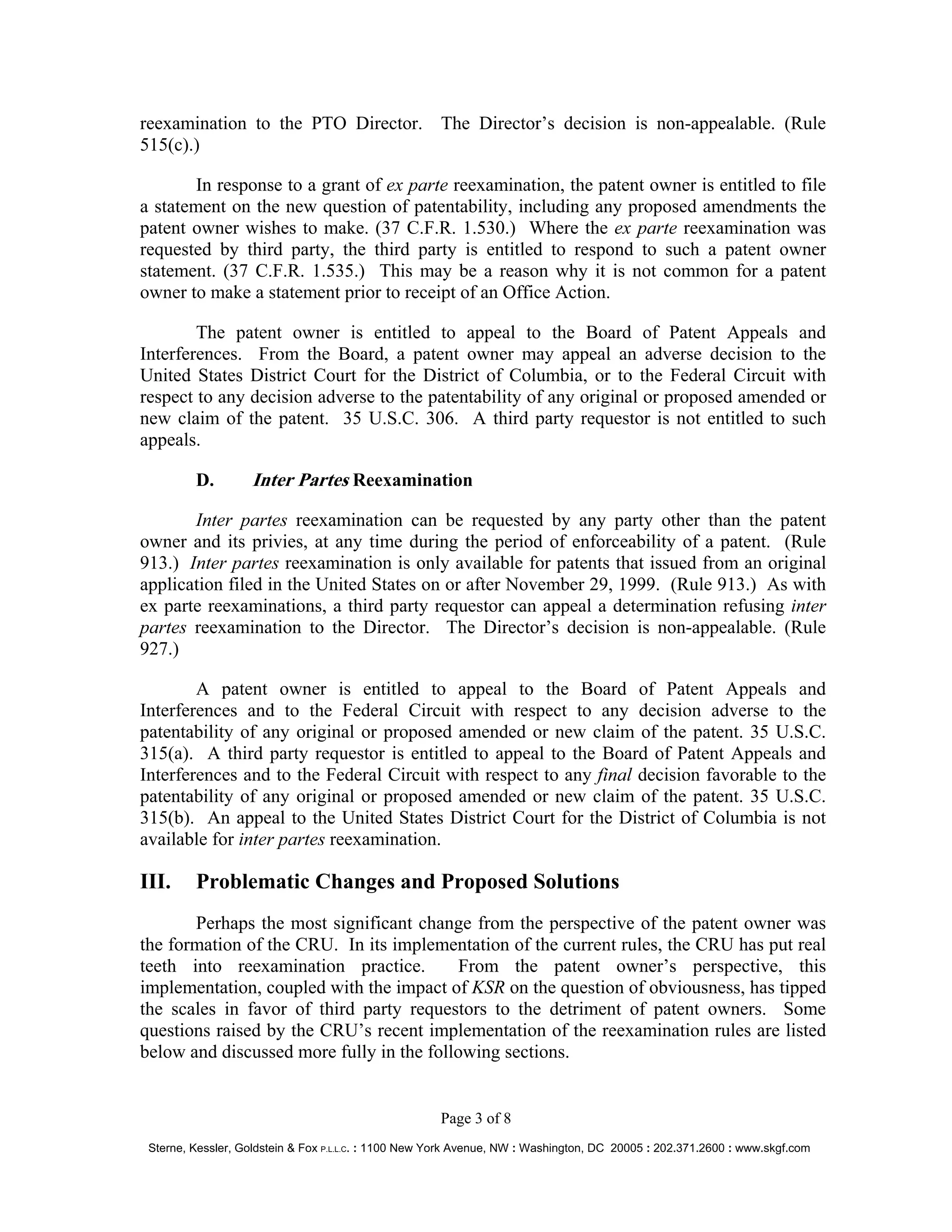 SKGF_Advisory_Real World Impacts of Reexamination Practice and Procedure_2008