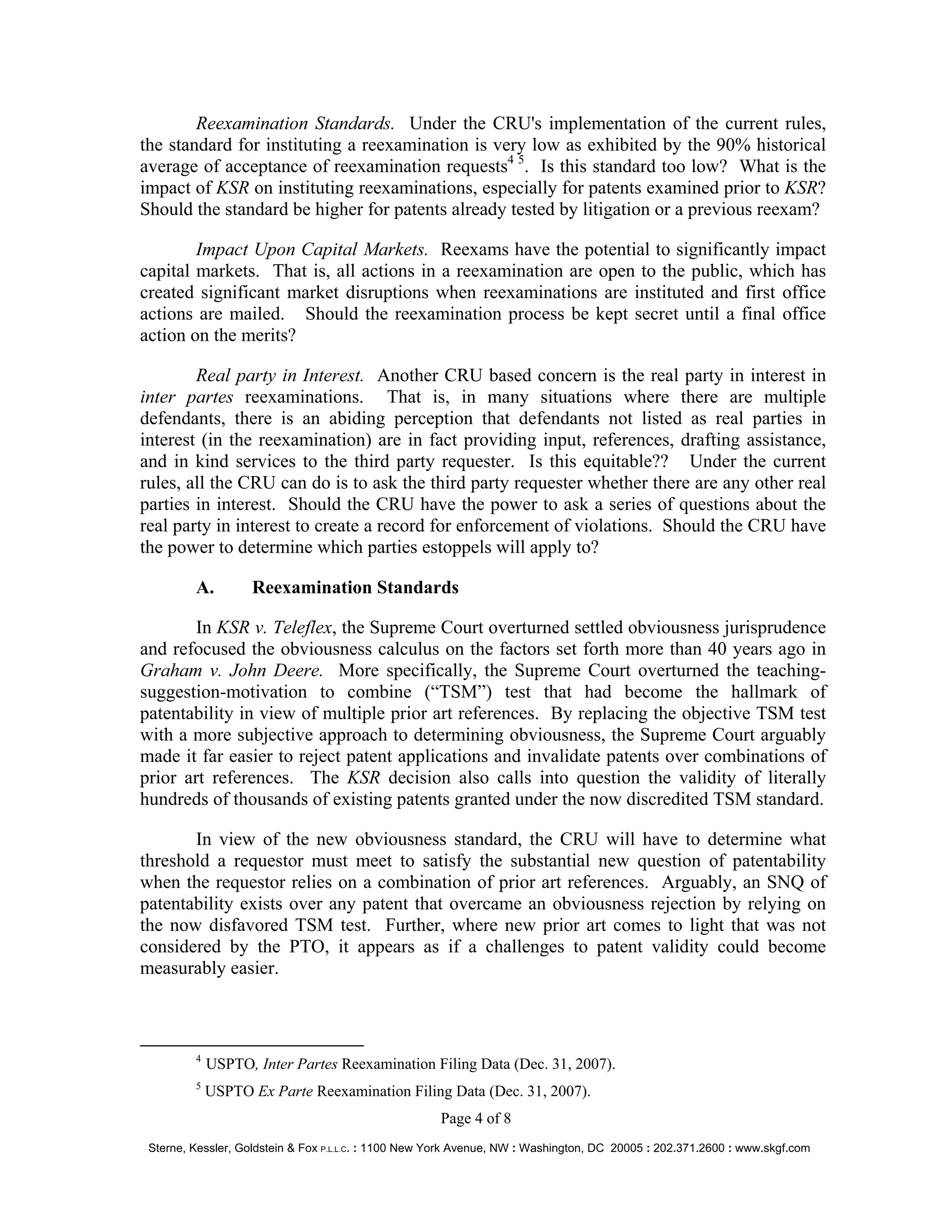 SKGF_Advisory_Real World Impacts of Reexamination Practice and Procedure_2008