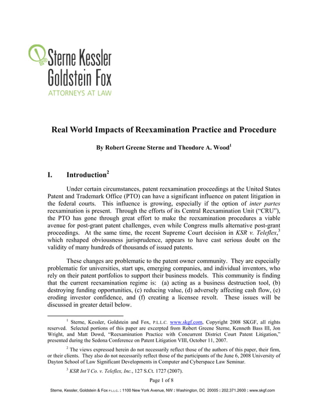SKGF_Advisory_Real World Impacts of Reexamination Practice and ...