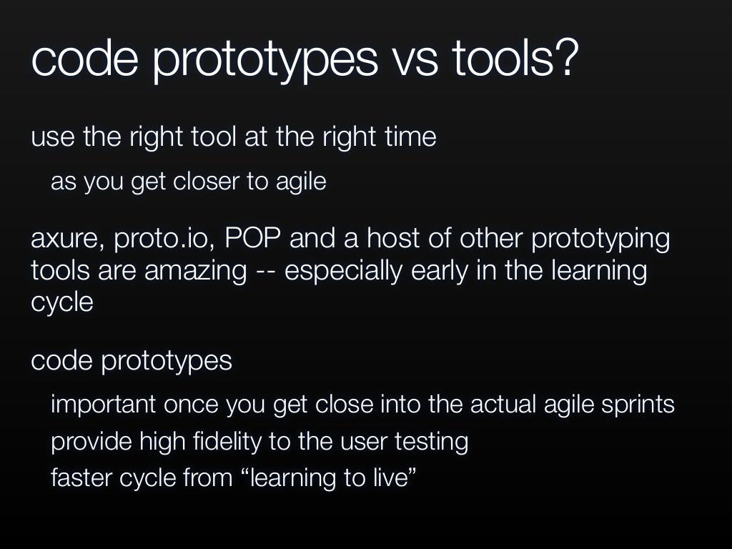 code prototypes vs tools? use