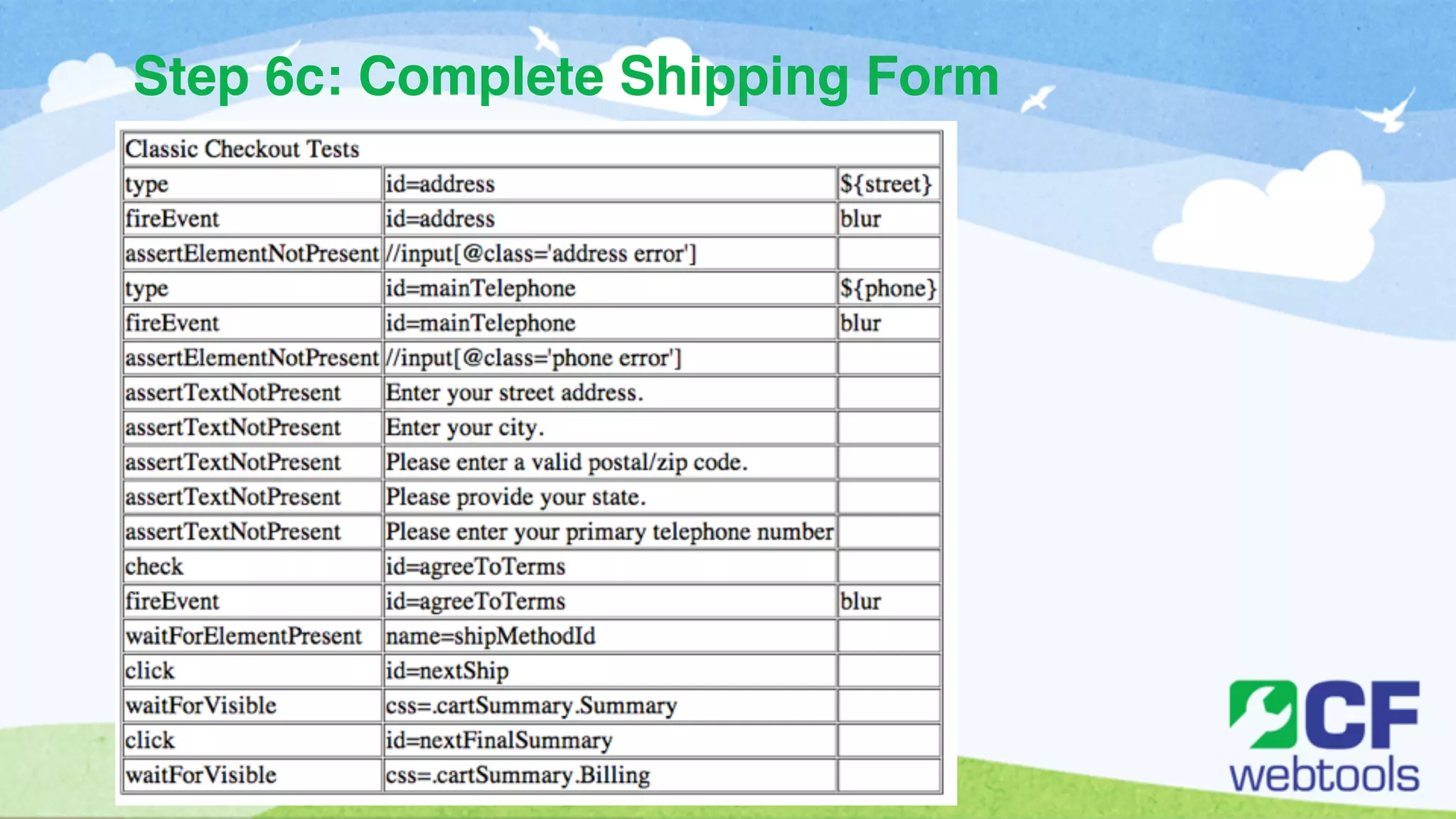Step 6c: Complete Shipping Form 
 