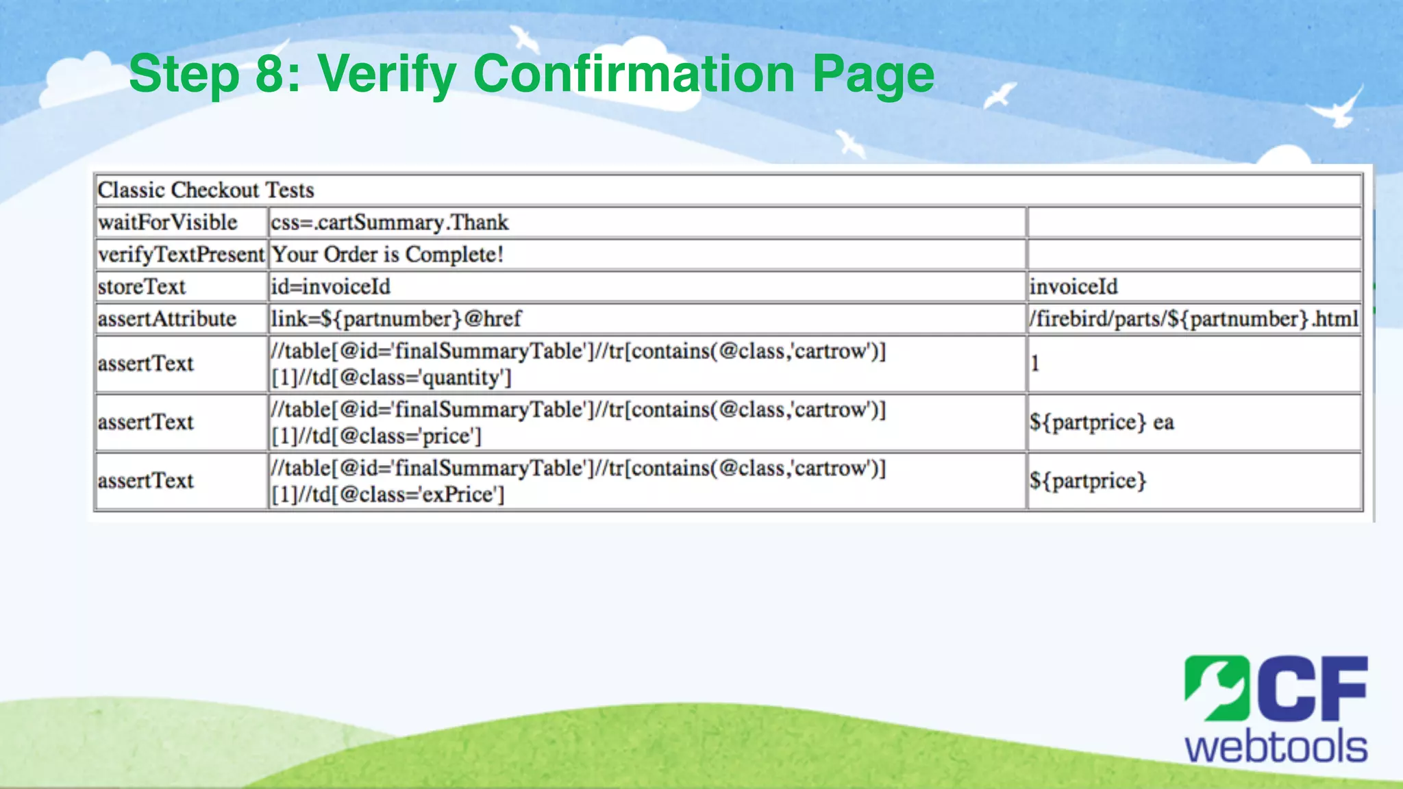 Step 8: Verify Confirmation Page 
 