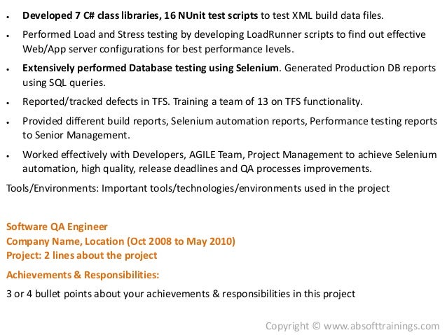 database testing resumes