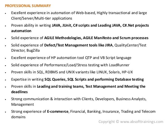 qtp resume