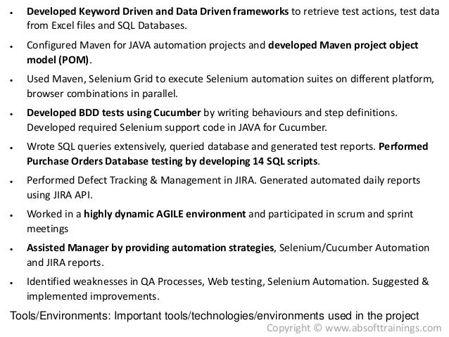 Real world selenium resume which gets more job interviews