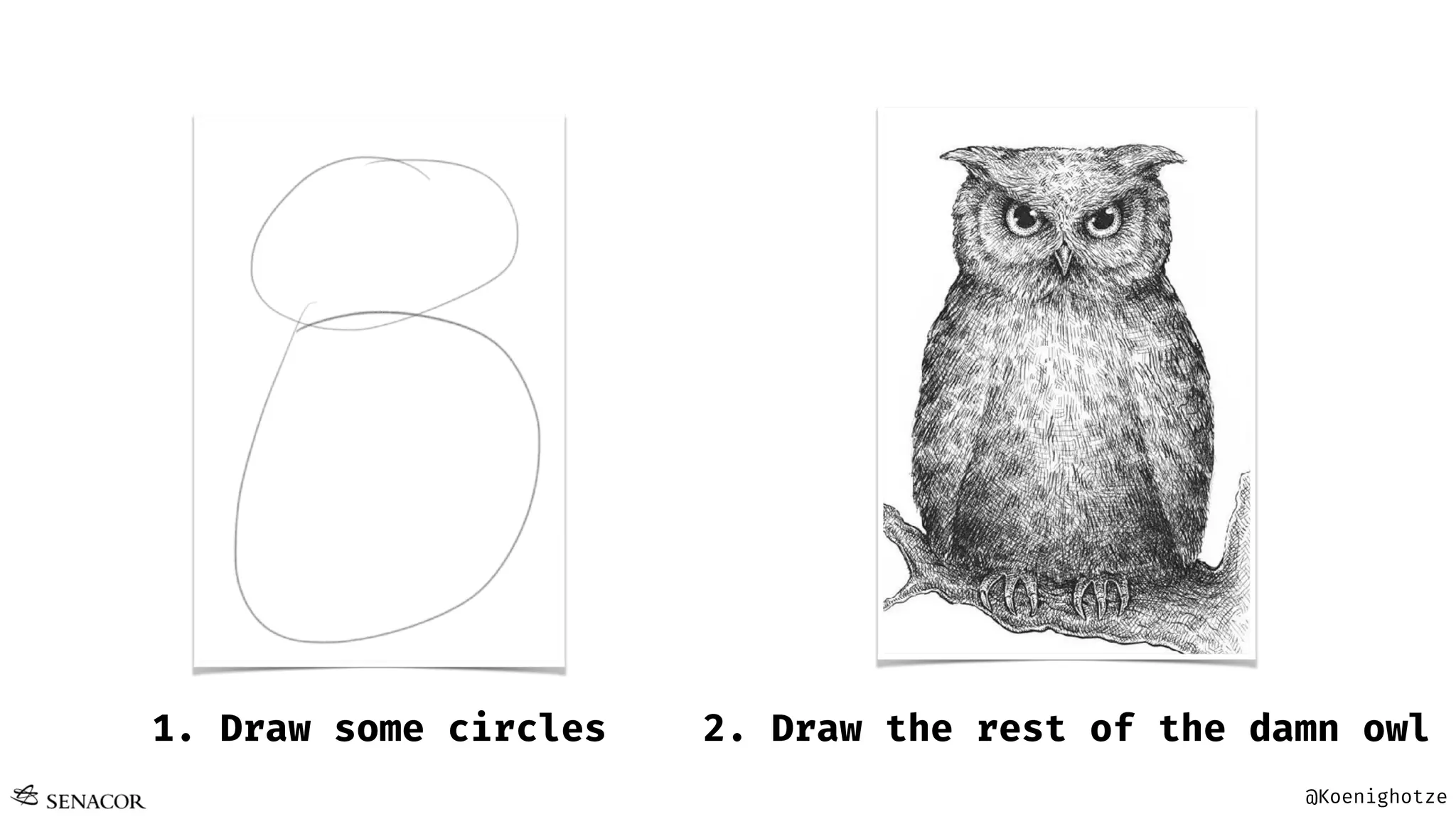 @Koenighotze
1. Draw some circles 2. Draw the rest of the damn owl
 