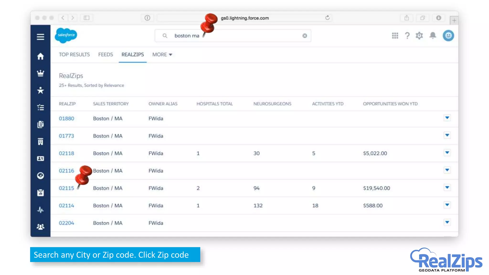 Search any City or Zip code. Click Zip code
 