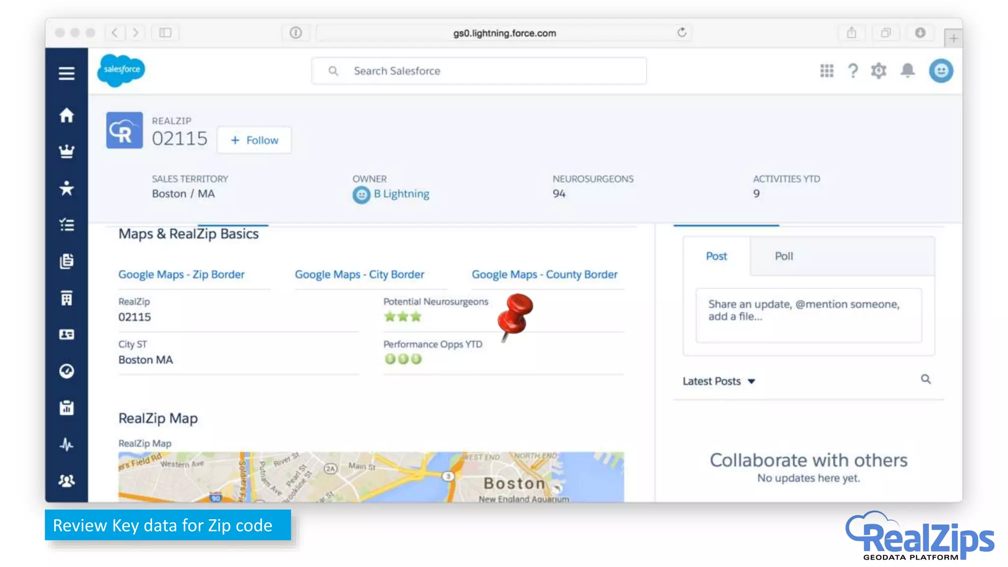 Review Key data for Zip code
 