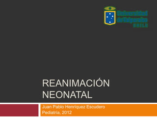 REANIMACIÓN
NEONATAL
Juan Pablo Henríquez Escudero
Pediatría, 2012
 