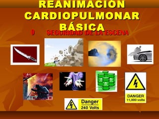 REANIMACIÓN
CARDIOPULMONAR
 0
       BÁSICA ESCENA
    SEGURIDAD DE LA
 