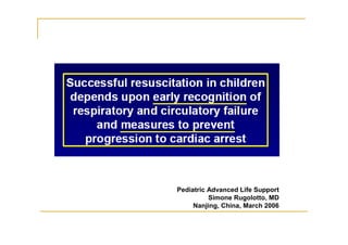 Pediatric Advanced Life Support
Simone Rugolotto, MD
Nanjing, China, March 2006
 
