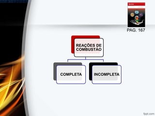 REAÇÕES DE
COMBUSTÁO
COMPLETA INCOMPLETA
PAG. 167
 
