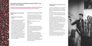Distribución y asistencia alimentaria durante COVID-19: una
guía para redes de iglesias
¿Quién recibirá sus paquetes de
comida?
La asistencia alimentaria debe dirigirse
a los más vulnerables y ser justos y
equitativos, y la comunidad debe
comprender quién se beneﬁcia y cómo
tomó su decisión. Por lo general, es una
buena idea establecer algunos criterios
para tomar su decisión: ¿quién está en
mayor riesgo? Para las redes de iglesias,
es probable que se trate de personas
que ya participan en los programas de
su red y sus familias inmediatas.
En este contexto, podría ser necesario
actuar rápidamente y ofrecer una
distribución general a todos los hogares
dentro de una comunidad con falta de
acceso. Deberá ser ﬂexible y volver a
priorizar a medida que se desarrolla la
crisis y estar dispuestos a los cambios
que vayan surgiendo.
Prepárese para tener un proyecto
exitoso
¿Qué habrá en sus paquetes de comida?
Es probable que proporcione alimentos
adicionales. Sin embargo, una buena guía
es la canasta de alimentos del Programa
Mundial de Alimentos (PMA) que incluye:
•Un alimento básico local como la harina o
el arroz.
•Frijoles, lentejas, garbanzos u otras
legumbres
•Aceite vegetal
•Azúcar
•Sal
Intente llenar los vacíos en nutrientes y
dieta y priorice los elementos que ayudan a
crear una dieta equilibrada. Los alimentos
deben ser de buena calidad, estar dentro
de su uso por fecha y no deben ser
manipulados.
Elija alimentos que no requieran una
cocción prolongada si el combustible es
escaso. Si bien el valor nutricional es la
consideración principal para proporcionar
asistencia alimentaria, los productos deben
ser familiares para los destinatarios.
Si es posible, el embalaje debe permitir la
distribución directa sin necesidad de volver
a medir o reempacar.
Orientación tomada del Programa Mundial de Alimentos, Organización Mundial de la
Salud, Normas mínimas para la protección infantil en la acción humanitaria
¿Cómo involucrará y se comunicará con las
comunidades?
Encuentre una manera de tener un registro de
todos los beneﬁciarios (incluso si lo hace por
teléfono o usando registros de red existentes),
pero no lo haga de una manera que aumente
el riesgo.
Cuando planiﬁque la canasta básica, consulte
con la comunidad (incluidas mujeres y niñas)
para tener en cuenta las preferencias locales y
culturales.
Si se trata de una distribución única,
asegúrese de que los beneﬁciarios lo sepan.
No prometa distribuciones regulares a menos
que esté seguro de que esto es posible, y más
bien asegúrese de que los beneﬁciarios estén
vinculados a cualquier canal oﬁcial de apoyo
gubernamental disponible.
Asegúrese de que las comunidades sepan que
todos los artículos de ayuda son gratuitos.
Utilice sus actividades de distribución como
una plataforma para difundir mensajes de
sensibilización e información a nivel
comunitario para reducir la información
errónea y el miedo a COVID-19, en un lenguaje
local simple.
Programe las distribuciones de una manera
que considera el tiempo de viaje que tomará a
los voluntarios que distribuirán los alimentos,
tenga consideración el equipo de apoyo.
 