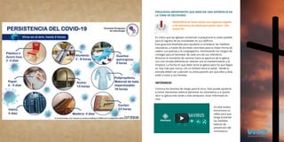 Es crítico que las iglesias comiencen a prepararse lo antes posible
para el regreso de las actividades en sus ediﬁcios.
Esta guía está diseñada para ayudarle a considerar las medidas
necesarias, a través de acciones concretas para la mejor forma de
reabrir sus puertas a la congregación, minimizando los riesgos de
contagio para el bienestar de cada uno de sus miembros.
Ahora es el momento de caminar hacia la apertura de la Iglesia
con una mirada diferente en relación con el mantenimiento y la
limpieza. La forma en que debe verse la iglesia para los que llegan
es, hoy más que nunca, con un énfasis hacia la salud. Desde la
entrada deben ver y percibir su preocupación por que ellos y ellas
estén a salvo y sus familias.
Conozca los factores de riesgo para el virus. Esto puede ayudarlo
a tomar decisiones sobre el personal, los voluntarios y si quiere
abrir la iglesia más tarde o más temprano. Estar informado es
vital.
INFÓRMESE!
En este enlace
encontrará un
vídeo para que
tenga presente
las medidas
básicas de
prevención del
coronavirus
ASEGÚRESE de tener todos sus registros legales
y los permisos de salud para poder abrir. (Ver
anexo IV)
PREGUNTAS IMPORTANTES QUE MARCAN UNA DIFERENCIA EN
LA TOMA DE DECISIONES
 