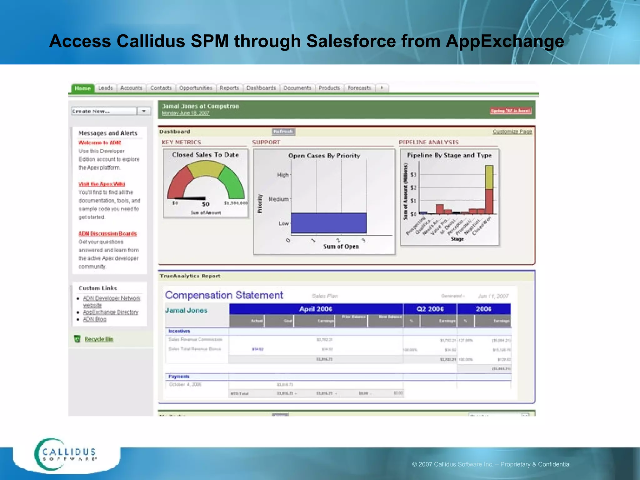Access Callidus SPM through Salesforce from AppExchange 