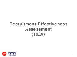Recruitment Effectiveness
       Assessment
         (REA)



                            1
 