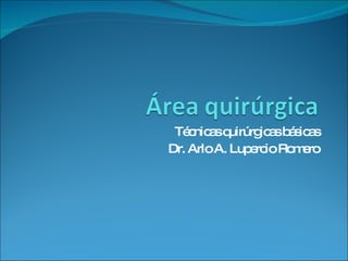 Técnicas quirúrgicas básicas Dr. Arlo A. Lupercio Romero 