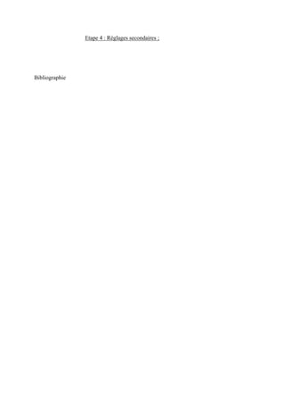 Etape 4 : Réglages secondaires ;
Bibliographie
 