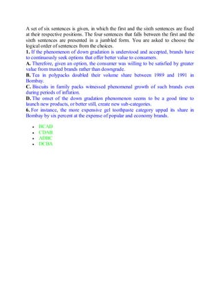 Sentence Rearrangement Csc Rearrangement of sentences or paragraphs by das sir ,kolkata ...